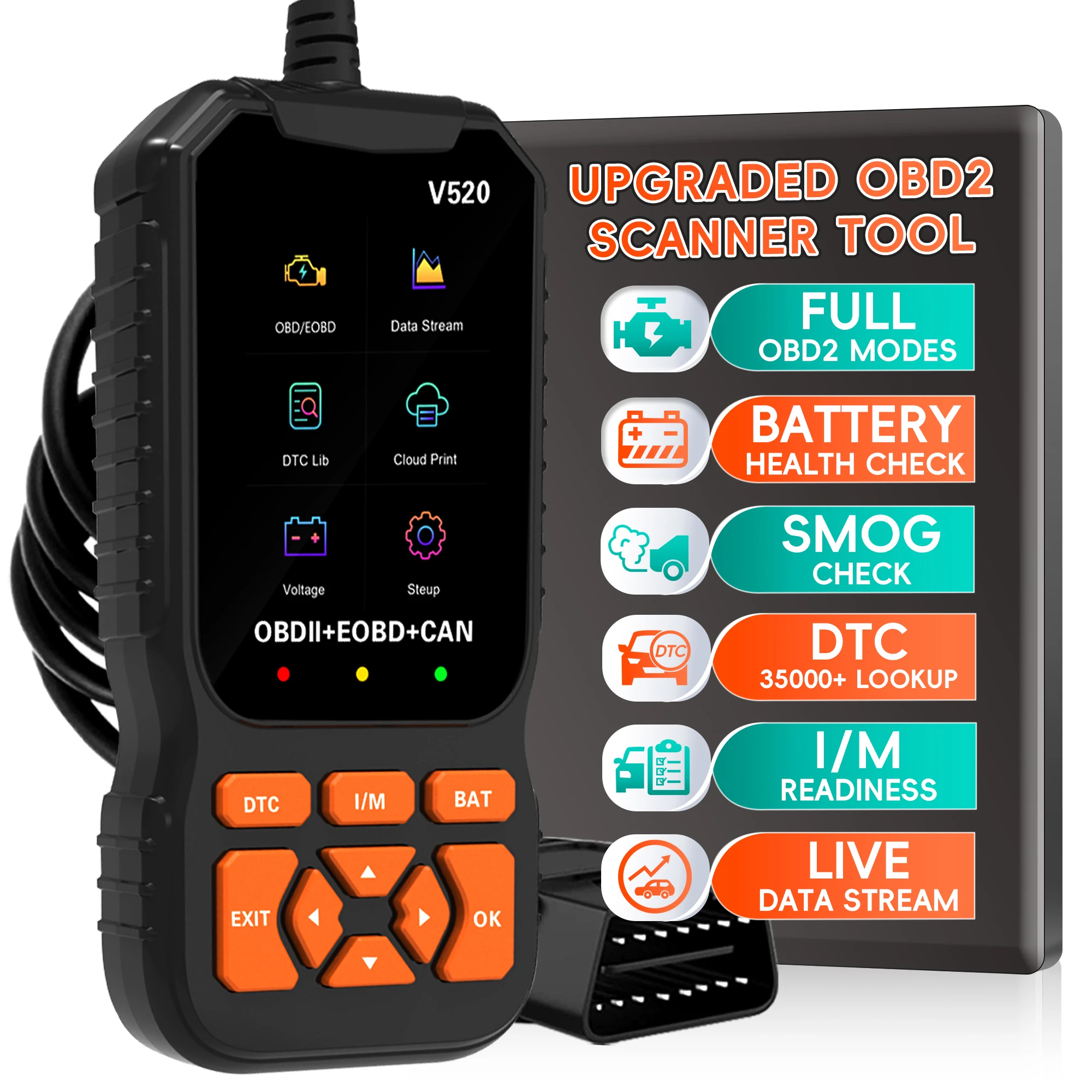 Professionelles Diagnosetool für OBD2-Scanner, Engine-Codeleser mit verbessertem Überprüfung und Reset-OBDII/EOBD-Autodiagnose-Scan-Tools Image