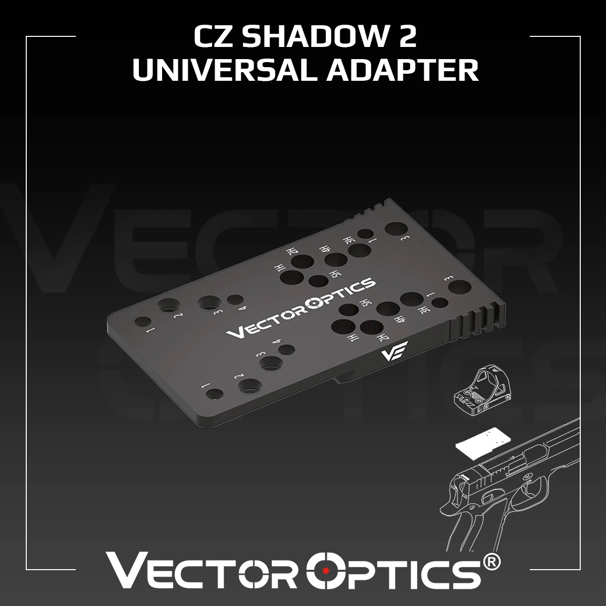 Universeller Red Dot Adapter von Vector Optics, Kompatibel mit CZ Shadow 2, CZ 75 Shadow, CZ 75 SP-01 für TEK/MAG/MOJ Footprint, Frenzy-Serie Image