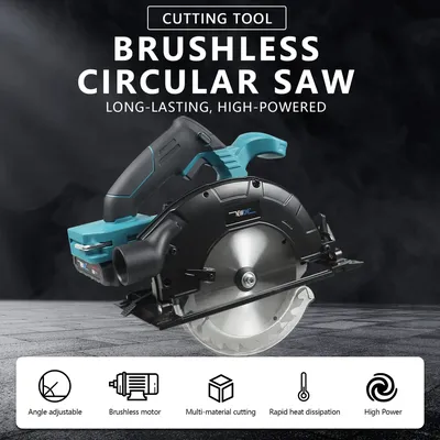 Electric Circular Saw 165mm Saw Blade Brushless Multi-Angle Cutting Suitable For Makita 18v Battery Comes With Battery And Charg