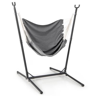 Costway Hammock Chair with Stand 6-Position Adjustable Height and Side Pocket-Gray