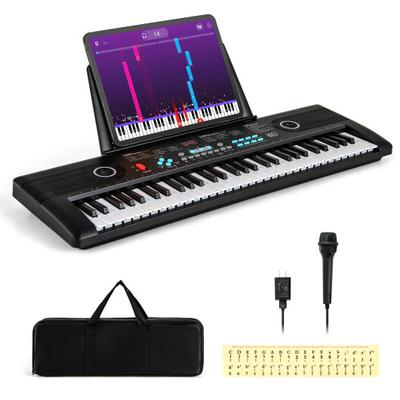 Costway 61 Key Electric Portable Digital Keyboard Piano for Beginner-Black