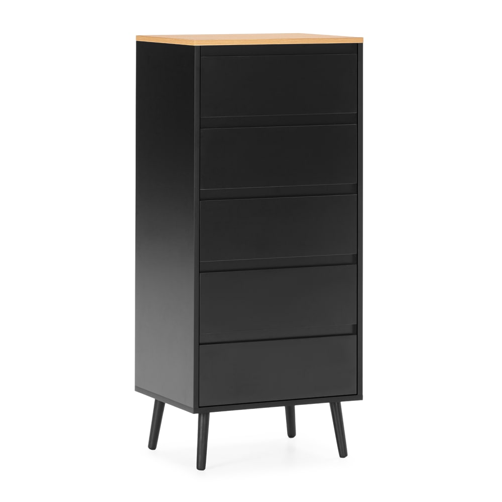Commode haute 5 tiroirs couleur Noir