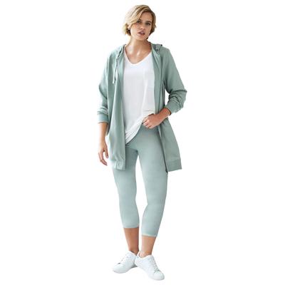 Plus Size Women's Knit Capri Leggings by ellos in Grey Spruce (Size 42/44)