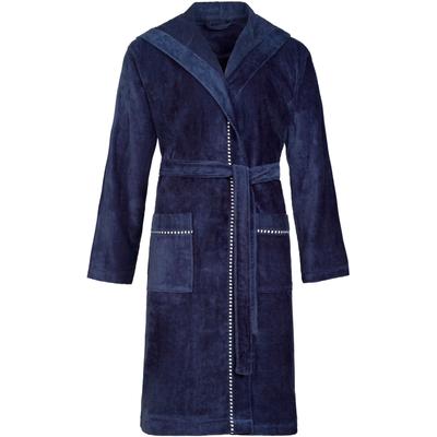 Unisex-Bademantel ESPRIT "Box, ideal für Sauna & Spa, Hotelbademantel, Morgenmantel" Gr. M, blau (navy blau), L:111cm in Gr. M, Webvelours, Hausmäntel, mit Kapuze Image