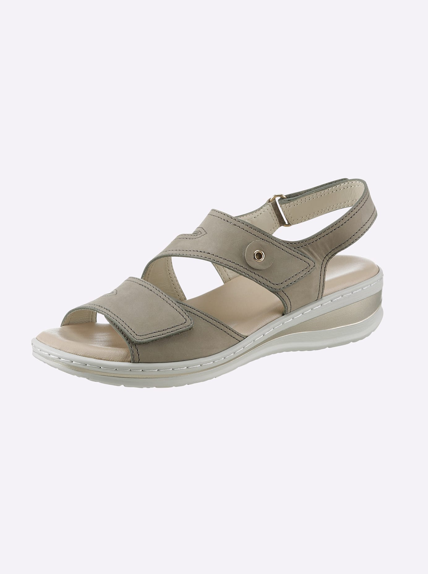 Sandalette, Damen, Gr. 38, grün (schilf), Veloursleder, Schuhe Sandalette