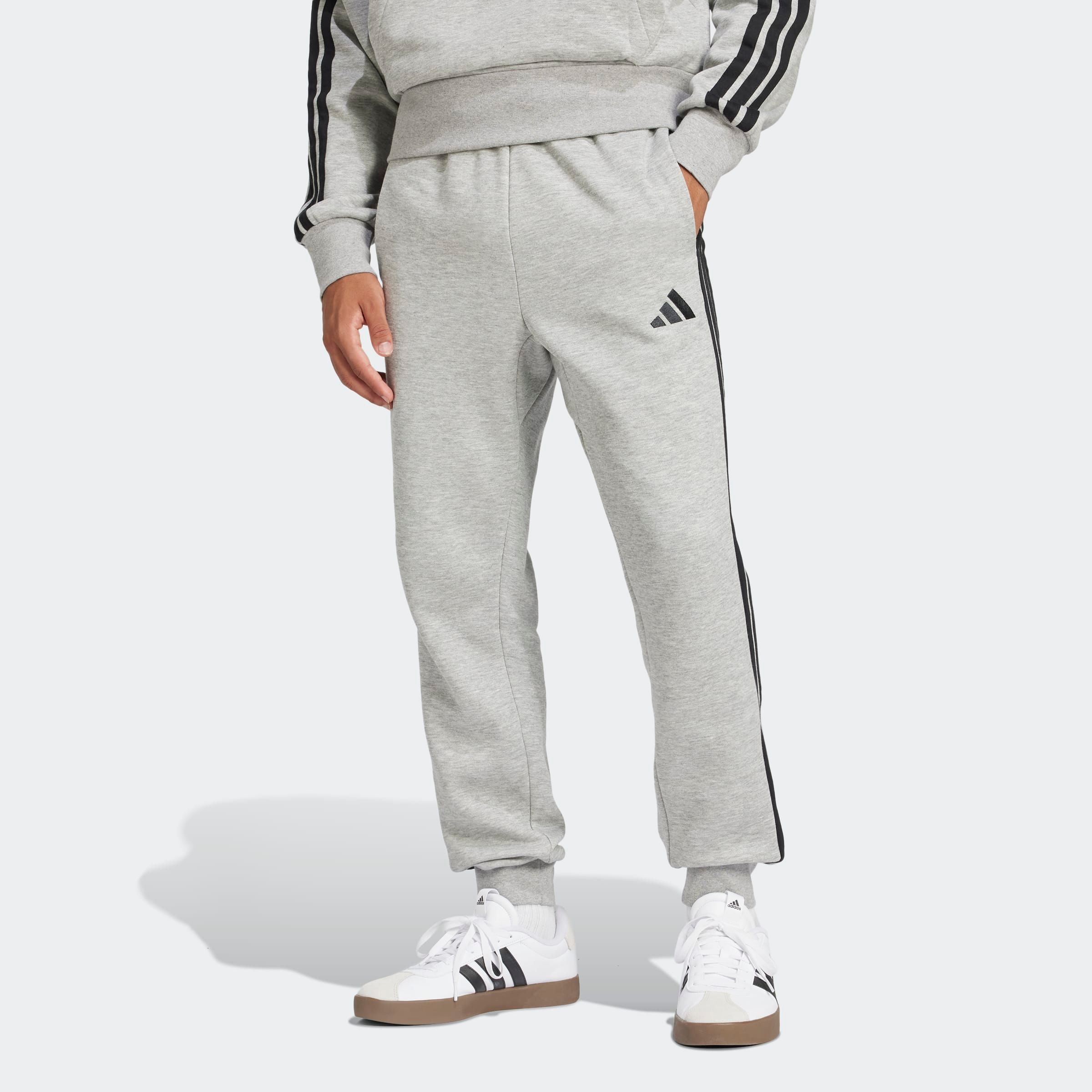 Sporthose ADIDAS SPORTSWEAR "M 3S FL TC PT", Herren, Gr. XL, N-Gr, grau (medium grau heather, schwarz), Obermaterial: 55% Baumwolle, 36% Polyester, 9% Viskose, Hosen Image