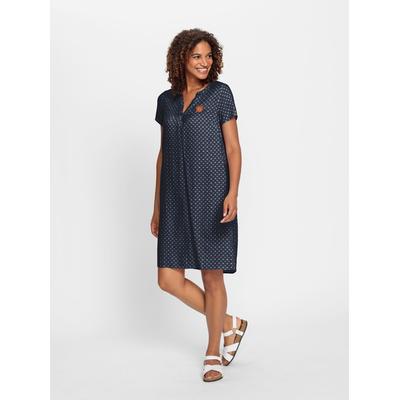 Sommerkleid CASUAL LOOKS "Webkleid", Damen, Gr. 46, Normalgrößen, blau (marine, weiß, bedruckt), 100% Viskose, gemustert, mehrfarbig, kurz, Rundhals, Kurzarm, Kleider Image