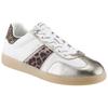 Plateausneaker TAMARIS, Damen, Gr. 40, weiß, silberfarben kombiniert, Leder, Textil, Lederimitat, animal-print, Glitzer, sportlich, Schuhe, Freizeitschuh, Halbschuh, Schnürschuh mit Glitter an der Ferse