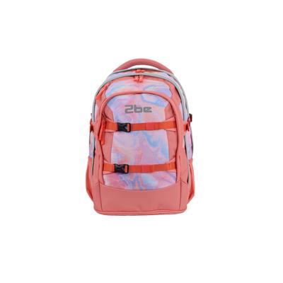 Schulrucksack 2BE "Back to School", Kinder, Gr. B: 27cm, rot (apricot), Kunstfaser, casual, Rucksäcke, aus RPET Polyester-Material