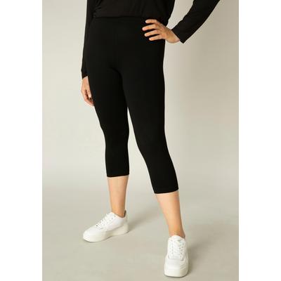Caprileggings BASE LEVEL CURVY "Audrey", Damen, Gr. 46, N-Gr, schwarz, Jersey, Obermaterial: 94% Viskose, 6% Elasthan, unifarben, Basic, figurbetont kniebedeckend, Hosen Image