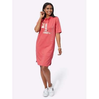 Jerseykleid INSPIRATIONEN "Jersey-Kleid", Damen, Gr. 42, Normalgrößen, orange (koralle), Jersey, Single Jersey, 50% Modal, 44% Polyester, 6% Elasthan, unifarben, kurz, Kurzarm, Kleider Image