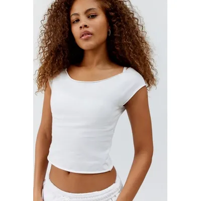 UO Boat Neck T-Shirt - White L at Urban Outfitters