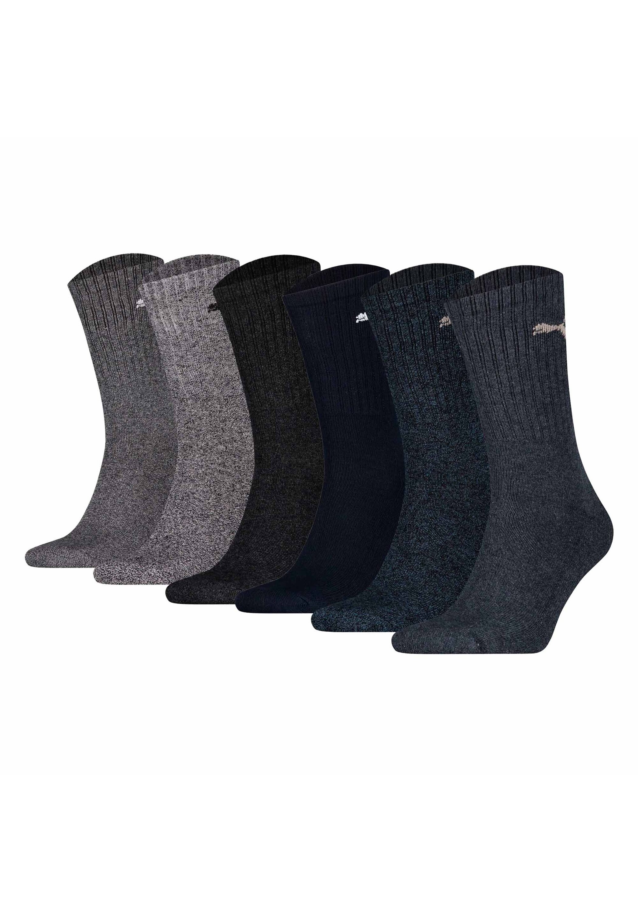 Kurzsocken PUMA "Socken 6er Pack", Herren, Gr. 43-46, grau (grau, blau, mix), Obermaterial: 74% Baumwolle CO. 21% Polyester PES. 3% Polyamid PA. 2% Elasthan EL., Socken