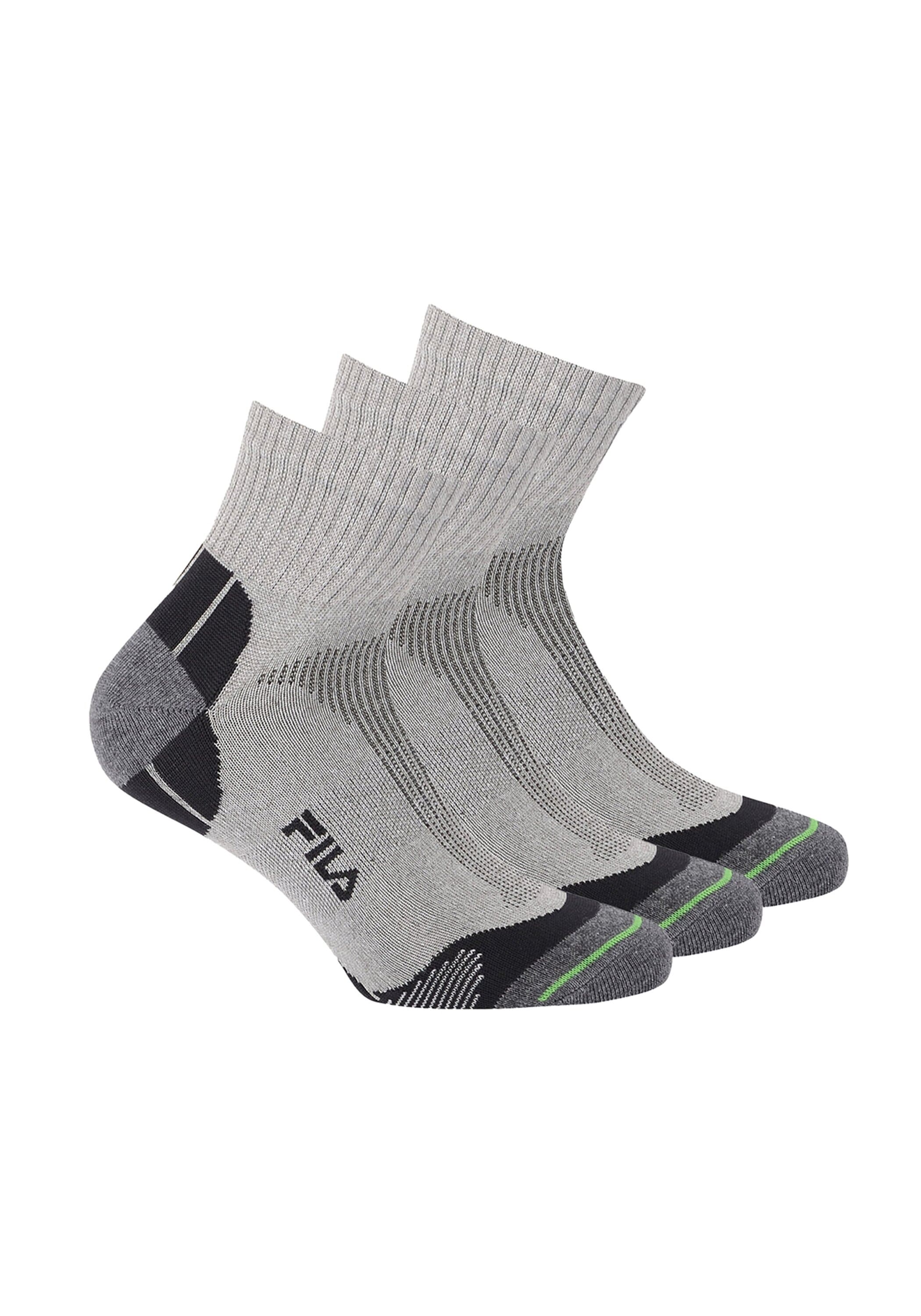 Kurzsocken FILA "Socken FILA QUARTER UNISEX SOCKS MULTISPORT 3P 3er Pack", Herren, Gr. 43-46, grau, Obermaterial: 87% Polyester PES. 10% Baumwolle CO. 3% Elasthan EL., Socken