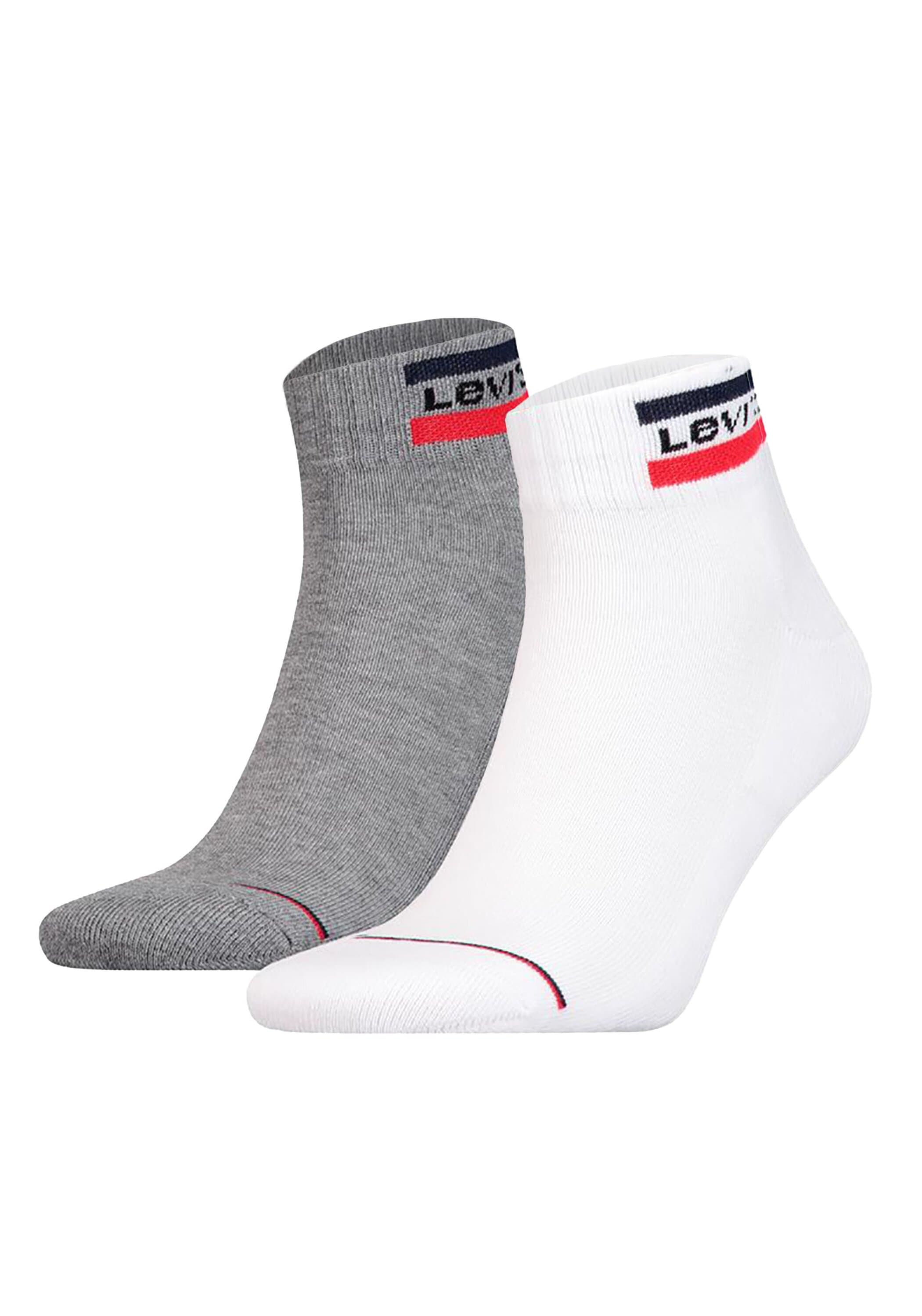 Kurzsocken LEVI'S "Socken 2er Pack", Herren, Gr. 39-42, weiß (weiß, grau), Obermaterial: 83% Baumwolle CO. 15% Polyamid PA. 2% Elasthan EL., Socken