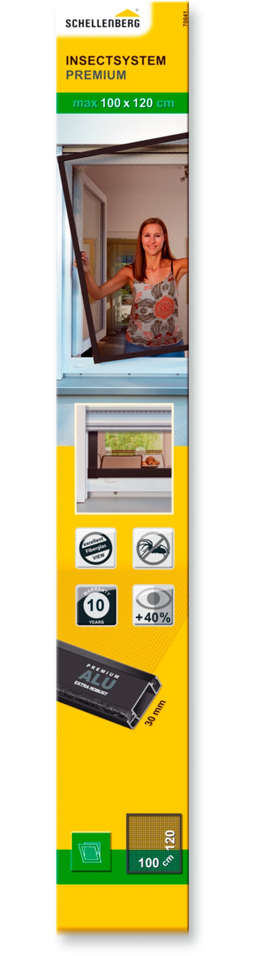 Insektenschutz-Fensterrahmen SCHELLENBERG "Fliegengitter Fenster Premium", grau (rahmen: grau gewebe: anthrazit), B:100cm H:120cm, Insektenschutzgitter, mit Rahmen aus Aluminium in anthrazit und weiß, 100 x 120 cm