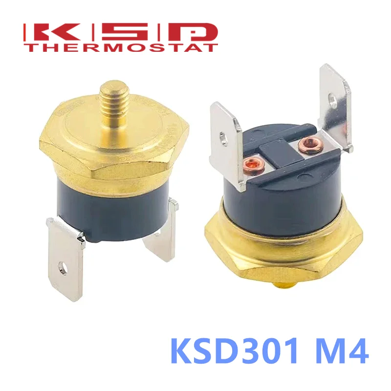 KSD301 M4 Kupferschraubenthermostat Bimetall 40C-150C Grad 10A 250V Normalerweise geschlossen 45C 65C 75C 85C 90C 100C 120C 150C Grad Image