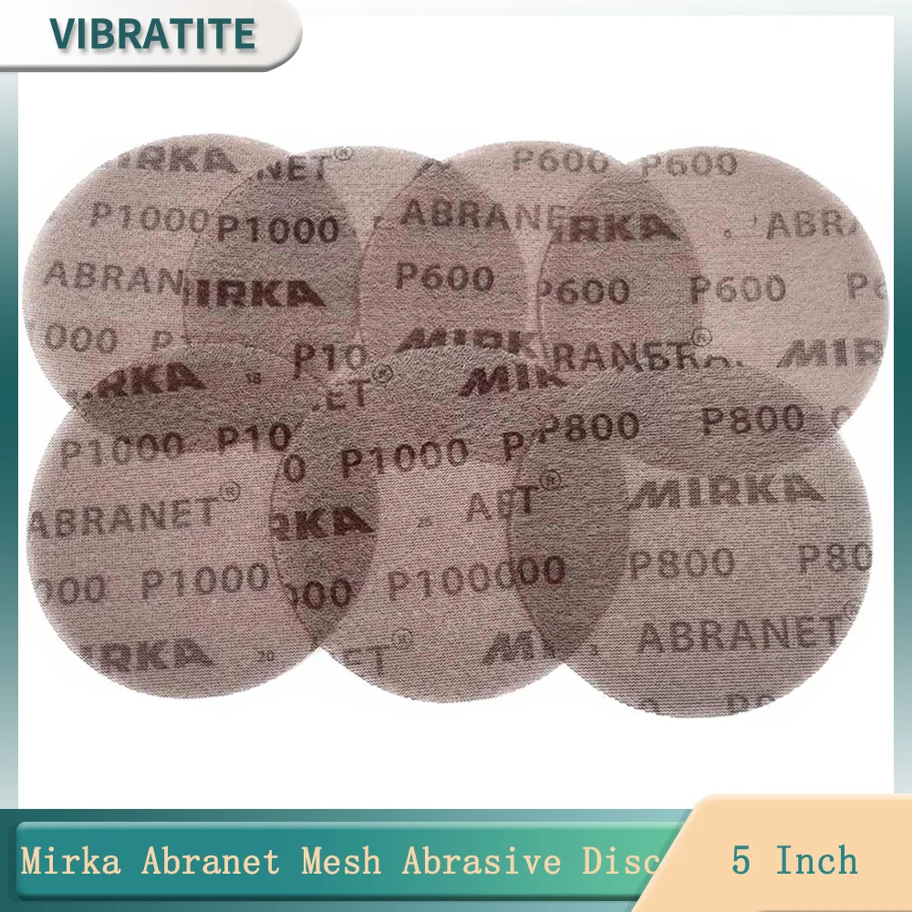 20 Stück 5 Zoll 125 mm Mirka Abranet Mesh Schleifmittel staubfreie Schleifscheiben 360 bis 1000 Körnung Antiblockierendes Trockenschleifpapier Image
