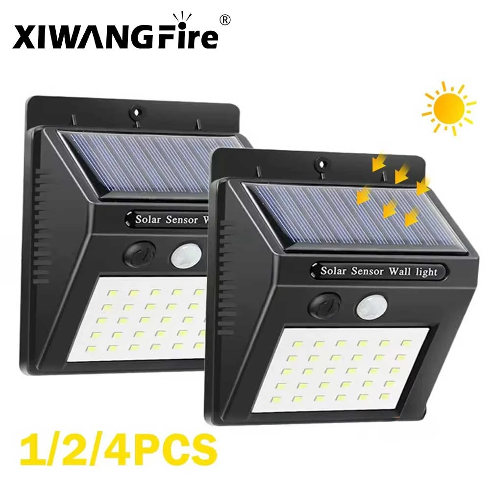 LED-Solar-Wandleuchte mit Bewegungsmelder, 1/2/4 Stück, solarbetriebene Außenleuchten für Hof, Garten, Zaun, Garage, wasserdichte Straßenlaterne