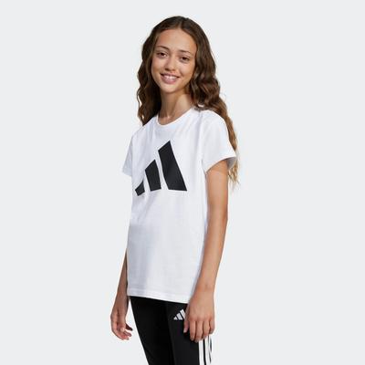 T-Shirt ADIDAS SPORTSWEAR "JG BL TEE 160", Kinder, Gr. 140, schwarz-weiß (weiß, schwarz), Obermaterial: 100% Baumwolle, sportlich, Rundhals, Shirts Image