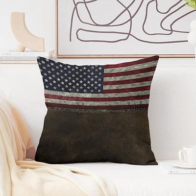 Vintage dekorative Wurfkissenbezug 1 Stk. Unabhängigkeitstag amerikanische Flagge Nationale Flagge Weicher quadratischer Kissenbezug Kissenbezug für Schlafzimmer Wohnzimmer Sofa Couch Stuhl Khaki