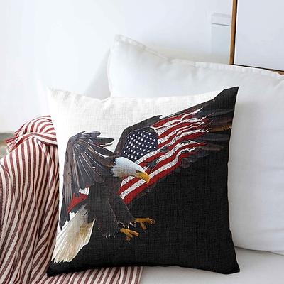 Vintage dekorativer Kissenbezug 1 Stück Adler Nationalflagge weicher quadratischer Kissenbezug für Schlafzimmer Wohnzimmer Sofa Couch Stuhl schwarz weiß rot