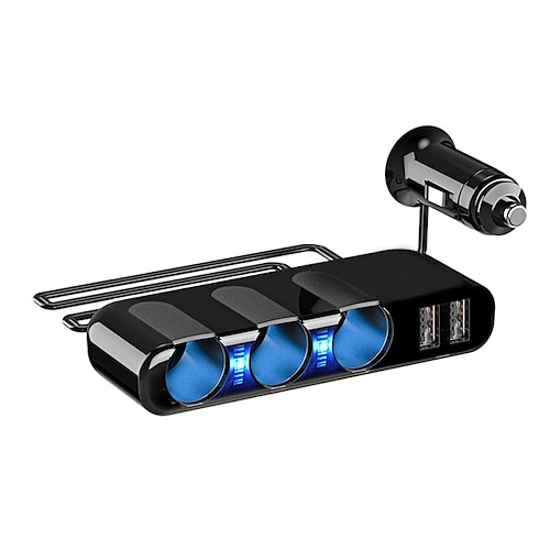 3-Wege-Splitter für Zigarettenanzünder im Auto, Dual-USB-Splitter-Adapter für Autoladegeräte, 5V, 3,5A, 120W, universelle Zigarettenanzünderbuchse mit LED-Leuchten, geeignet zum Aufladen von