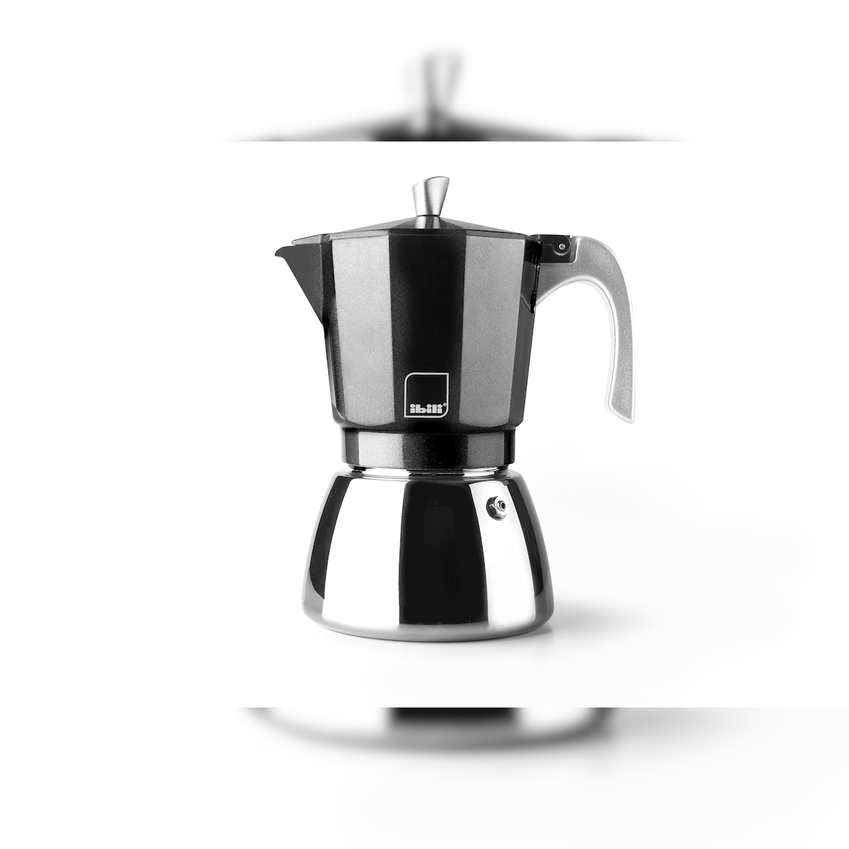 IBILI - Elba Black Espressokocher, 6 Tassen, 300 ml, Aluminiumguss, Edelstahlboden, induktionsgeeignet Image