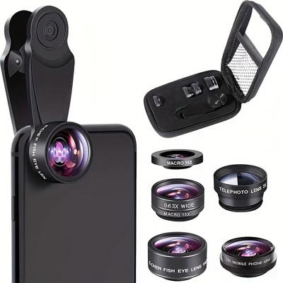 TEMU Smartphone Camera Lens Kit - For Iphone & For | Features Wide Angle, Macro, Fisheye, Telephoto Lenses