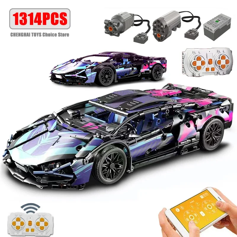 Technische APP Fernbedienung Motor Power Sport Auto Bausteine Ziegel Speed Racing Supercar Sets Spielzeug Für Kinder Modelle Geschenke Image