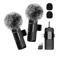 2025 Hot 4 in 1 microfono lavalier wireless per iPhone Android 3,5 mm per radio registrazione dal vivo mini microfono con riduzione del rumore