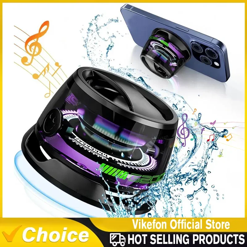Altoparlante Bluetooth magnetico da esterno Mini altoparlante stereo da viaggio portatile wireless con luce colorata RGB e supporto per telefono per ios