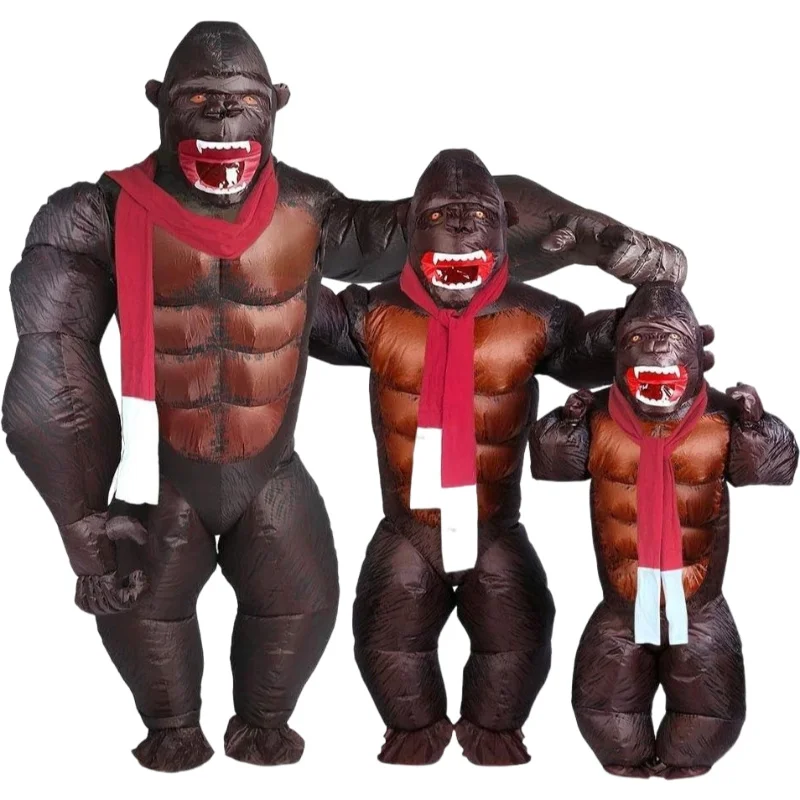 Erwachsenes Kind Gorilla Aufblasbares Kostüm Cosplay Maskottchen Halloween Karneval Weihnachten Gibbon Schimpanse Affe Kostüm Blow Up Anzug Image