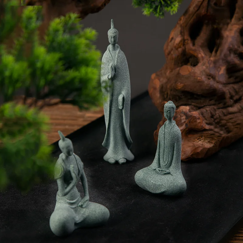 Mini Figurines de moines bouddhistes, Statue Zen de bouddha de jardin, Figurines de bouddha tibétain, ornement de jardin, décoration d'aquarium de méditation