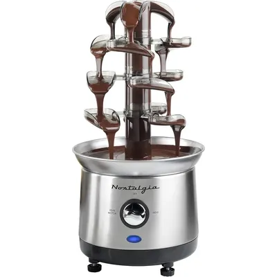 4 Tier Electric Chocolate Fondue Fountain Machine for Parties - Melts Cheese, Queso, Candy, and