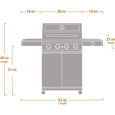 Larger 4-Burner Propane Gas Grills bbq Stainless Steel Heavy-Duty Cabinet Style with Knob Controls