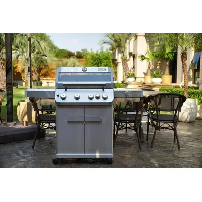 Outdoor Barbecue Stainless Steel 4 Burner Propane Gas Grill, 62,000 BTU Patio Garden Barbecue Grill