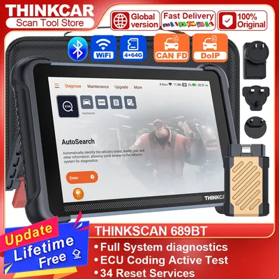 THINKCAR THINKSCAN 689BT CANFD DOIP OBD2 Diagnostic Tool 34 Reset Car Scanner Full System ECU Coding Bi-Directional Control Scan