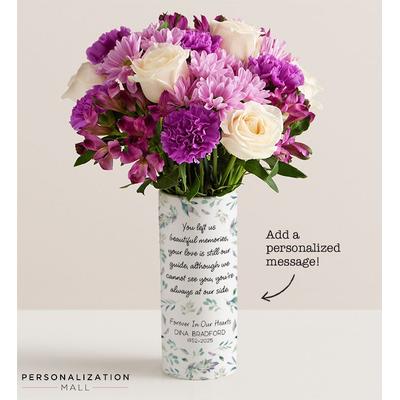 1-800-Flowers Flower Delivery Forever In Our Hearts Bouquet W/ Personalized Vase W/ Lavender Garden Bouquet