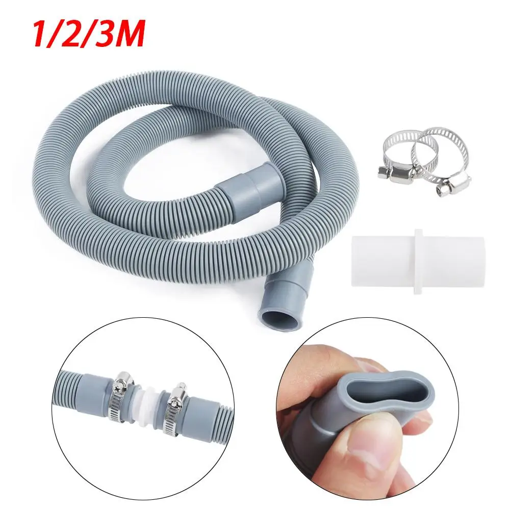 Universal Washing Machine Dishwasher Drain Waste Hose Extension Pipe Kit 1/2/3M