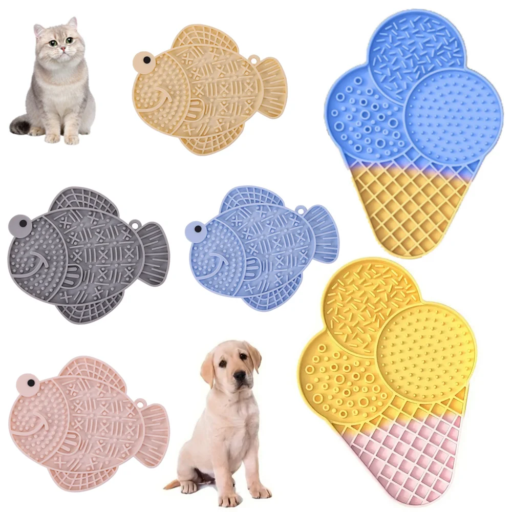 Fournitures pour animaux de compagnie, tapis de nourriture lente en silicone pour chats et chiens pour empêcher l'étouffement, les fuites et les débosselage. Bol de nourriture lente