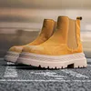 Große Größe Männer Casual Party Nachtclub hohe Chelsea Stiefel Slip-on Kuh Wildleder Schuhe Cowboy Plattform Boot Herbst Winter bota