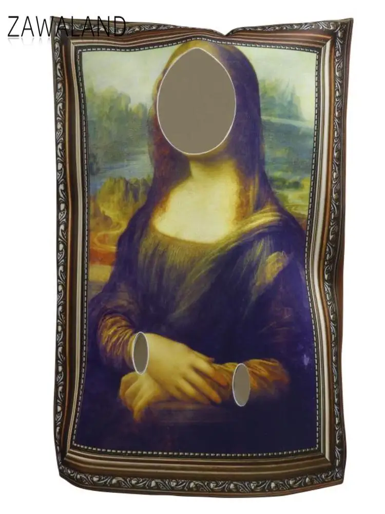 Zawaland Mona Lisa Kostüm Erwachsene Kind Karneval Verkleidung Kleidung Der Schrei Wandbild Party Dress Up Lustige Purim Performance Anzug Image