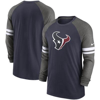 Nike Houston Texans Performance Raglan-Langarm-T-Shirt für Herren in Marineblau/Anthrazit Image