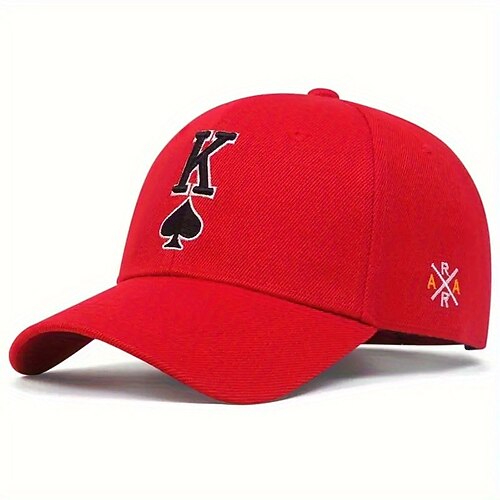 Herren Cap Basecap Sonnenhut Kappe Schwarz Rote Acrylfasern Bestickt Modisch Brautkleider schlicht Strasse Täglich Poker Einstellbar Sonnenschutz Atmungsaktiv Image