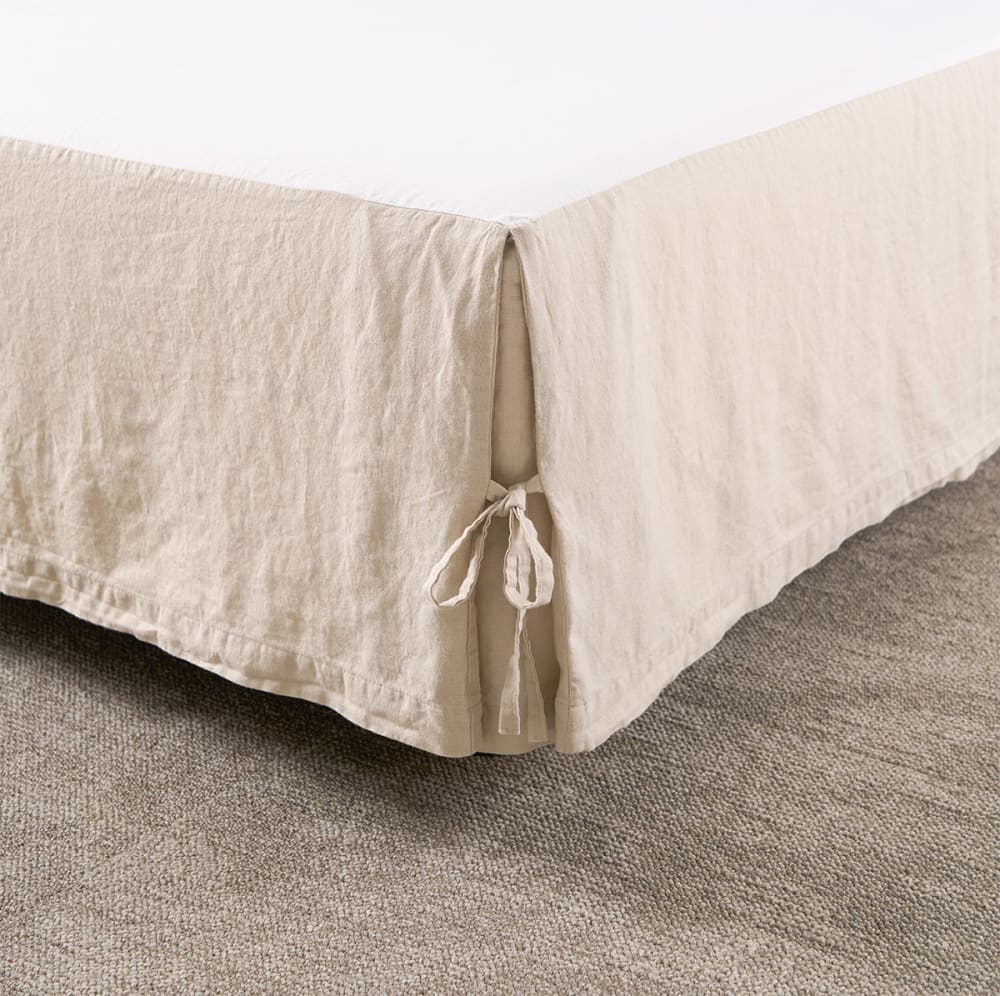 Cache sommier en lin beige 80 x 200 cm