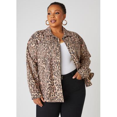 Plus Size Leopard Cotton Twill Shirt