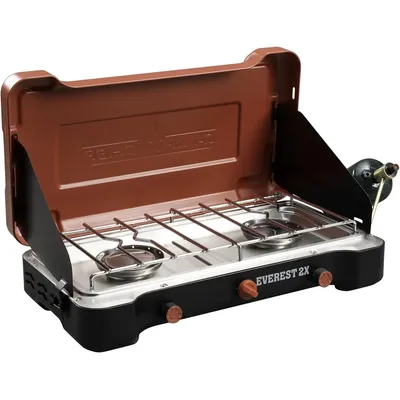 Mountain Series Everest 2X High Output Two-Burner Camp Stove Lid Doubles as Windscreen Portable