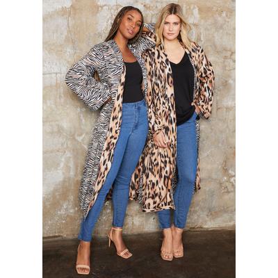 Plus Size Women's Reversible Printed Duster by June+Vie in Geo Texture (Size 18/20)