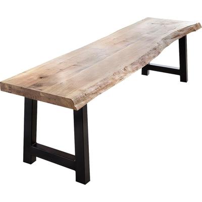 Bank HOME AFFAIRE "Tristan", beige (natur, schwarz), B:200cm H:45cm T:38cm, Sitzbänke, aus Massivholz Eiche Image